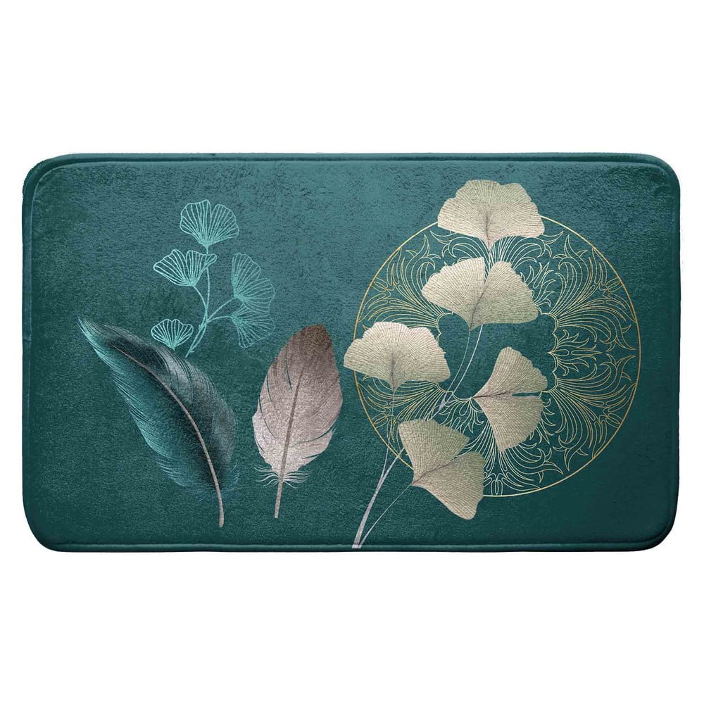 Tyrkysová kúpeľňová predložka 45x75 cm Ginkoblue – douceur d'intérieur