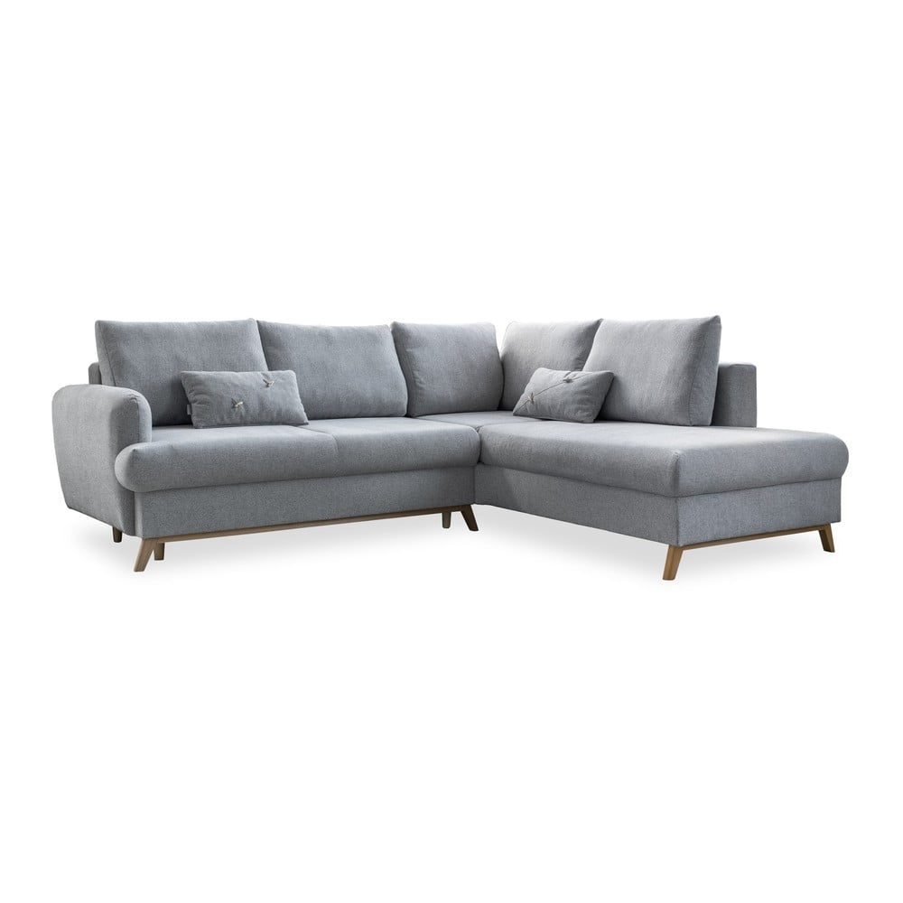 Svetlosivá rozkladacia/s úložným priestorom rohová pohovka (pravý roh/do L) Scandic Lagom – Miuform