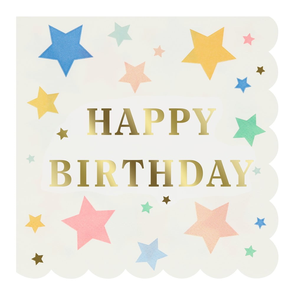 Papierové obrúsky v súprave 16 ks Happy Birthday – Meri Meri