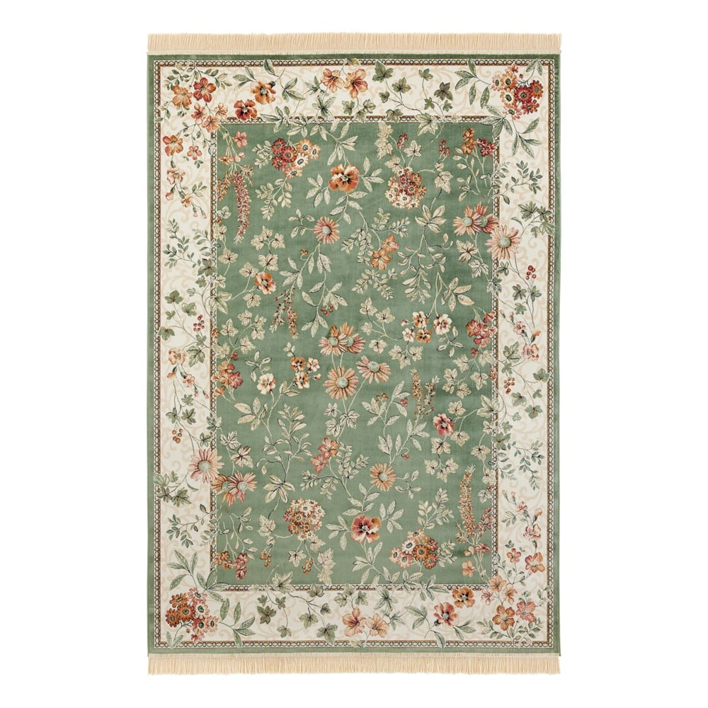 Zeleno-krémový koberec z viskózy 95x140 cm Oriental – Nouristan