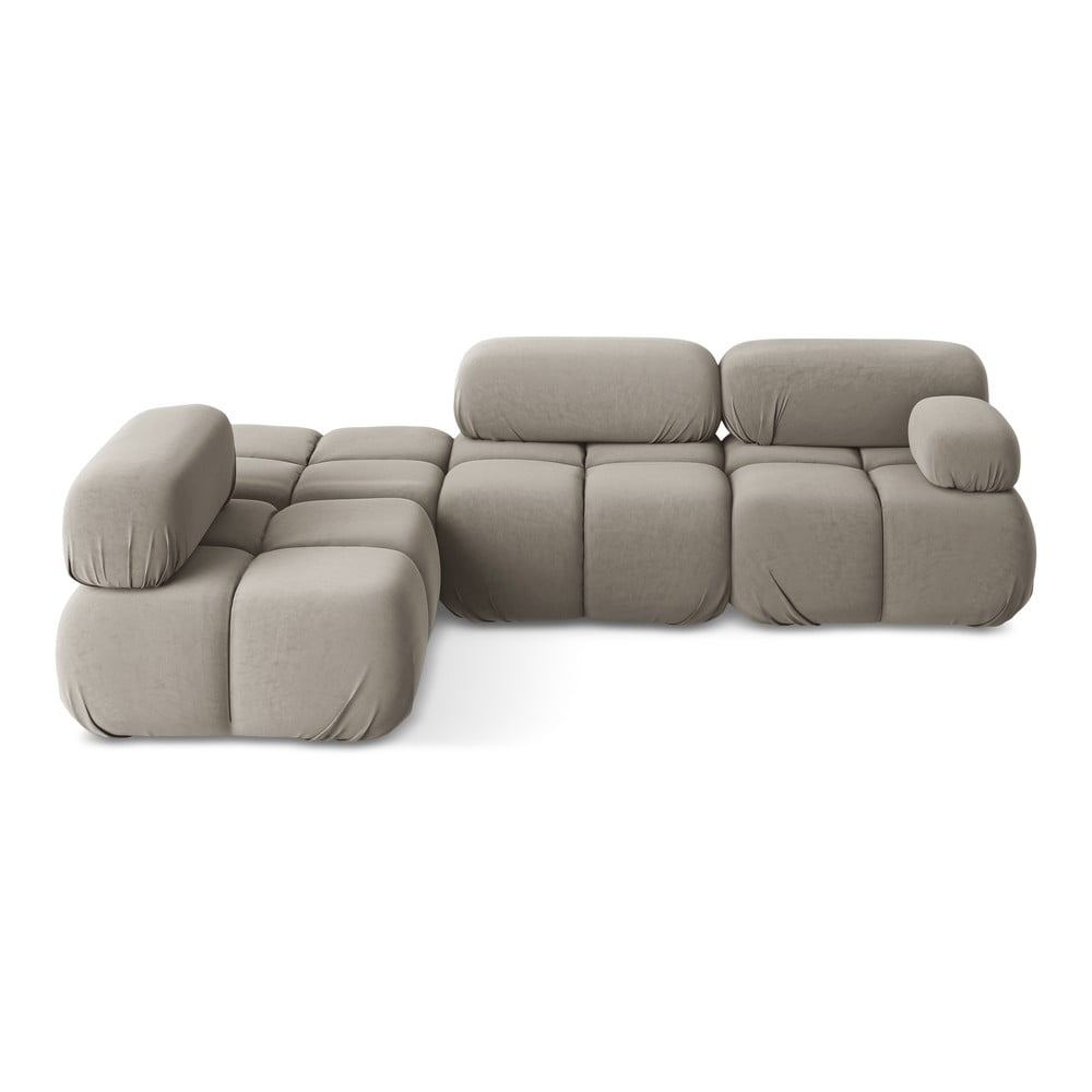 Béžová zamatová modulárna rohová pohovka (ľavý roh) Lokua – Makamii