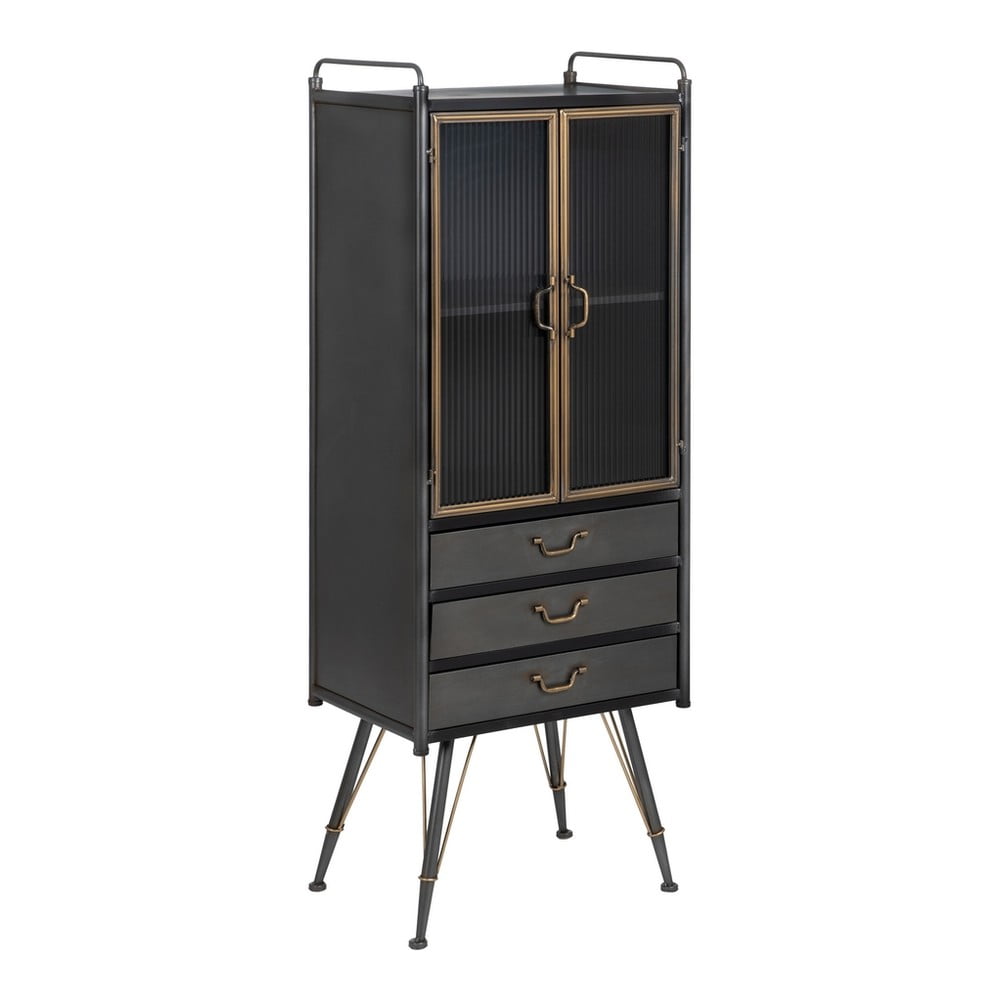 Čierna kovová vitrína 58x150 cm Brick – Ixia
