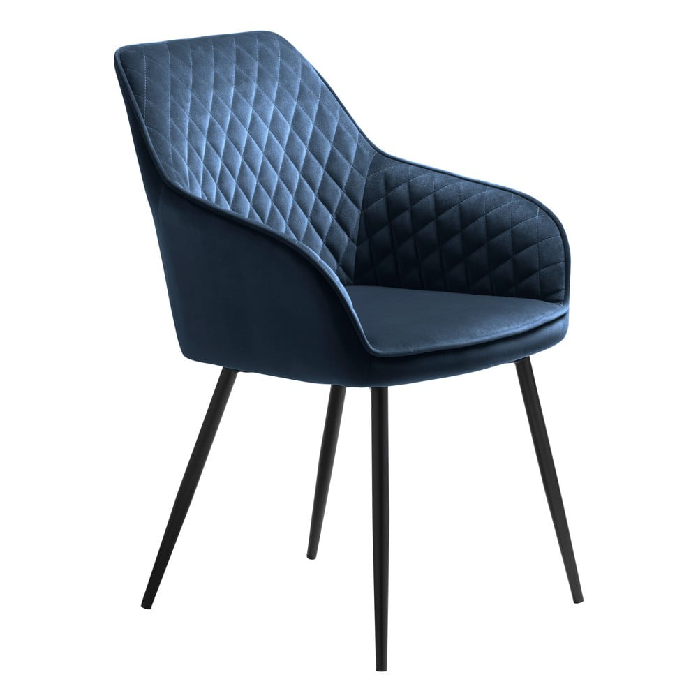 Modré čalúnené jedálenské kreslo s podrúčkami Milton – Unique Furniture