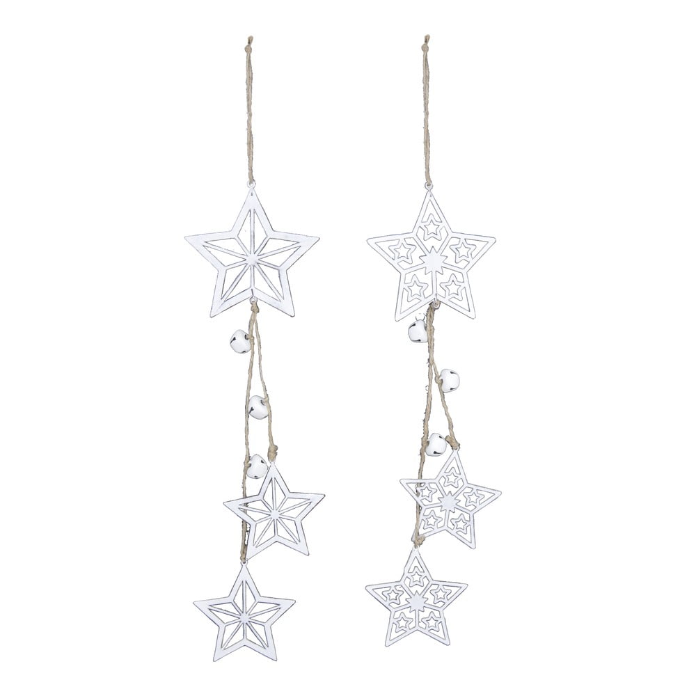 Súprava 2 bielych závesných ozdôb s hviezdami Ego Dekor