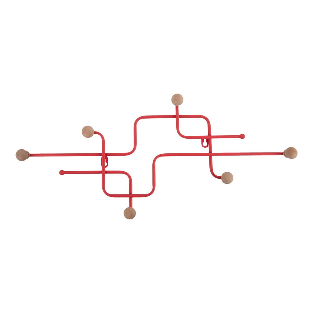 Červený kovový nástenný vešiak 60