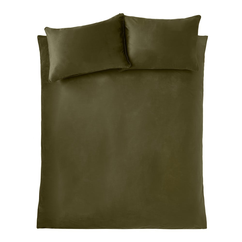 Kaki zamatové obliečky na dvojlôžko/predĺžené 230x220 cm Kingsley – Catherine Lansfield
