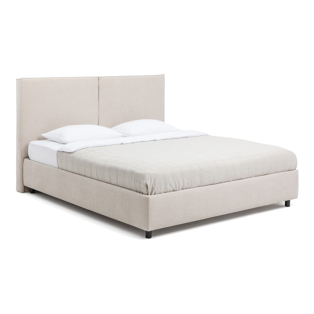 Béžová čalúnená dvojlôžková posteľ s úložným priestorom s roštom 160x200 cm Myra Bold – Bonami Selection