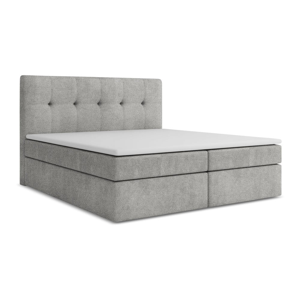 Svetlosivá boxspring posteľ s úložným priestorom 140x200 cm Palta – Makamii