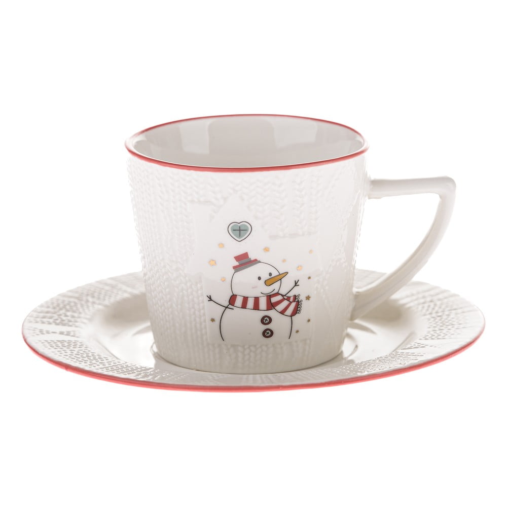 Biela porcelánová šálka s vianočným motívom 110 ml Snowman – Dakls
