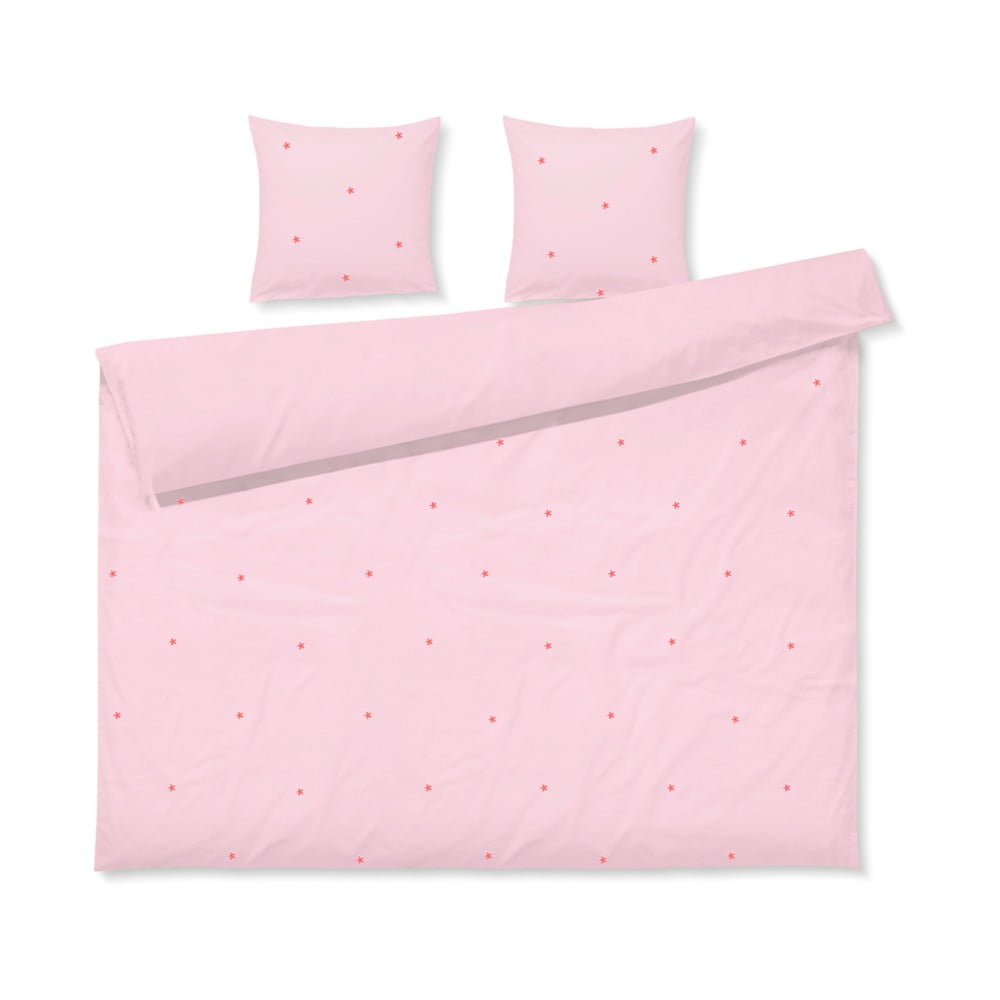 Ružové obliečky na dvojlôžko/predĺžené z bavlneného perkálu 200x220 cm Daisy – JUNA