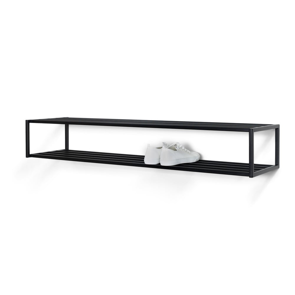 Čierna kovová závesná skrinka na topánky 118x20