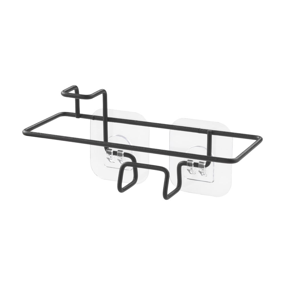 Matne čierny kovový organizér k drezu bez vŕtania Lava – Metaltex