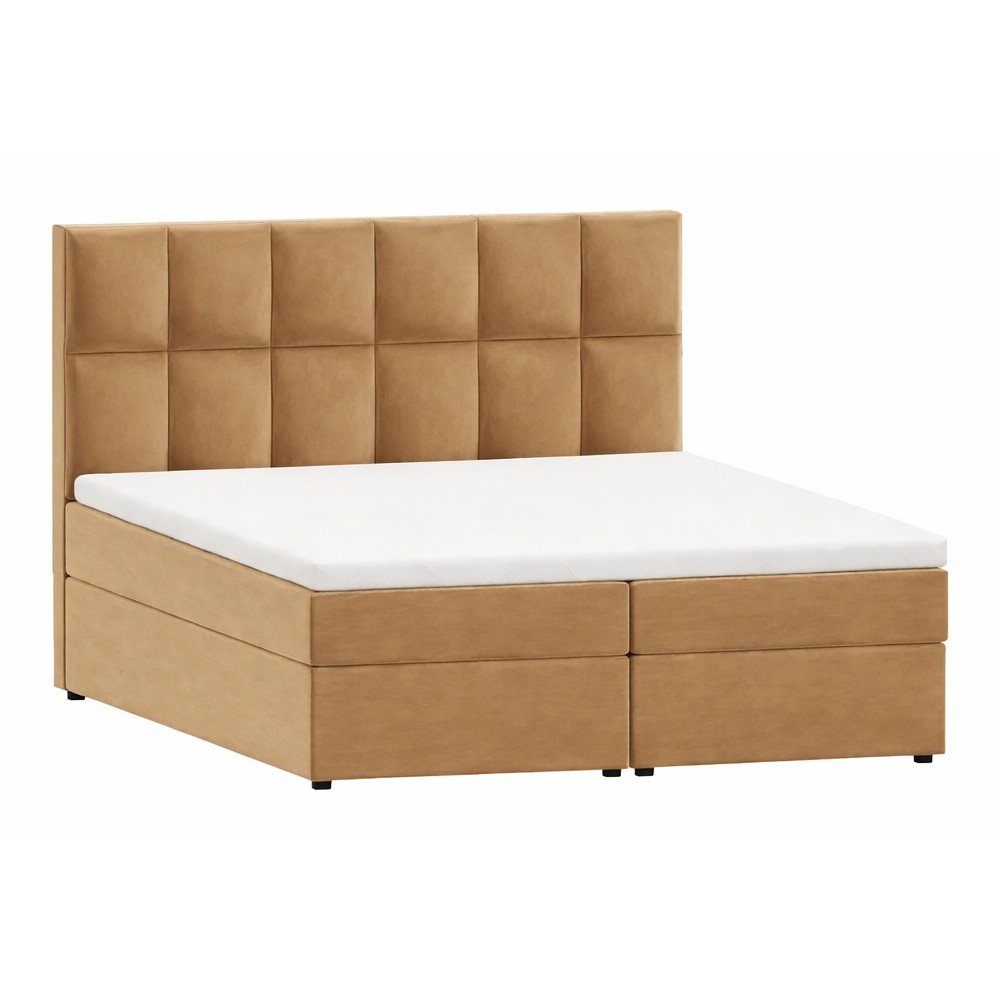 Okrovožltá boxspring posteľ s úložným priestorom 160x200 cm Flip – Ropez