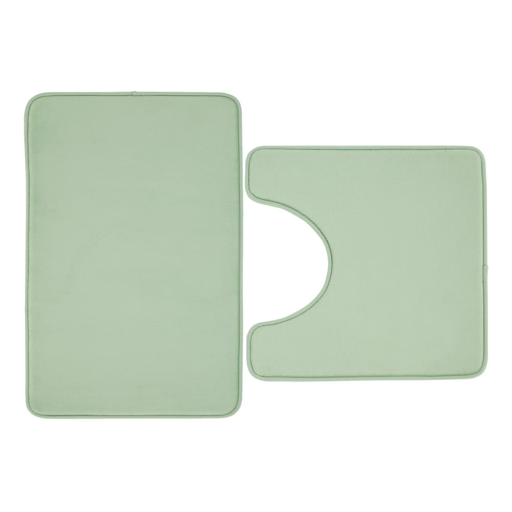 Svetlozelené WC kúpeľňové predložky z pamäťovej peny v súprave 2 ks 50x80 cm Anti-Bacterial – Catherine Lansfield