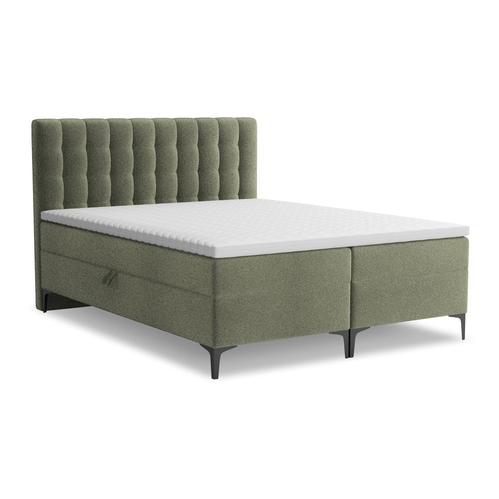 Zelená boxspring posteľ s úložným priestorom 180x200 cm Puhala – Makamii