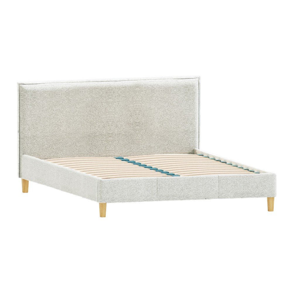 Béžová čalúnená dvojlôžková posteľ s roštom 200x200 cm Tina – Ropez