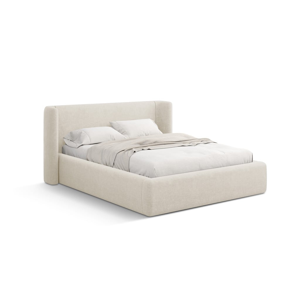 Krémovobiela čalúnená dvojlôžková posteľ s úložným priestorom s roštom 200x200 cm Jason – Windsor & Co Sofas