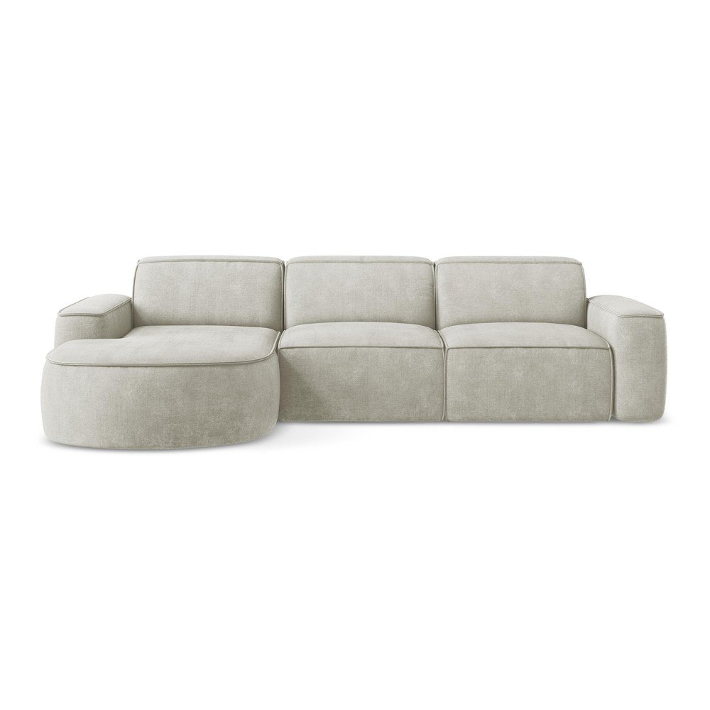 Krémová ženilková rohová pohovka (ľavý roh/s leňoškou) Omao – Makamii