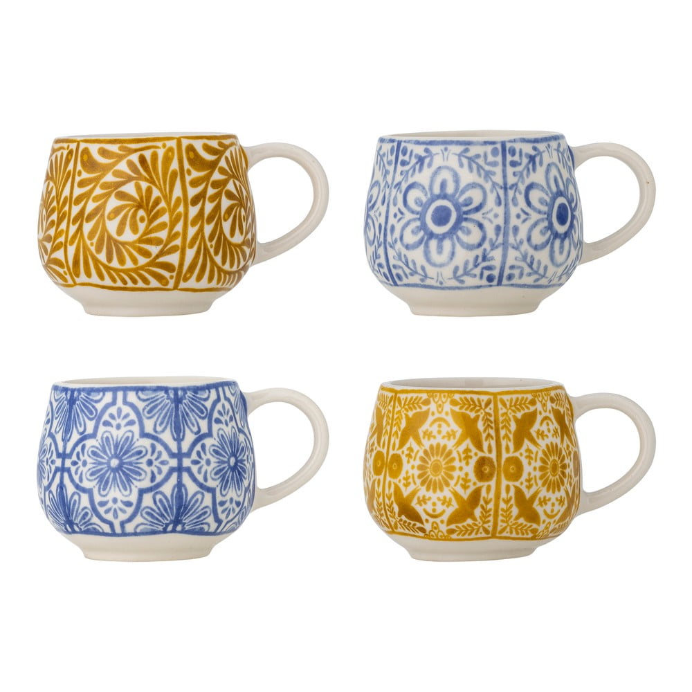 Modré/oranžové šálky v súprave 4 ks na espresso z kameniny 155 ml Milton – Bloomingville