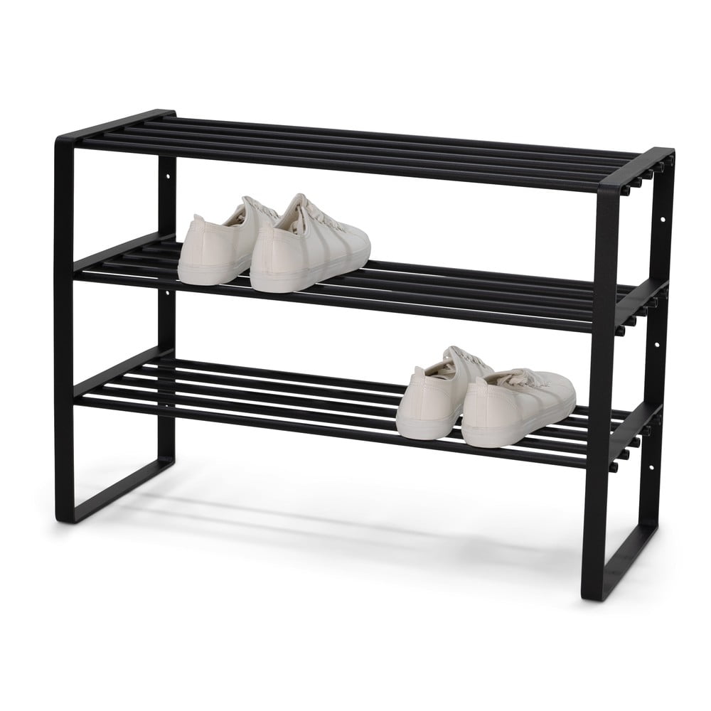 Čierna kovová skrinka na topánky 70x48