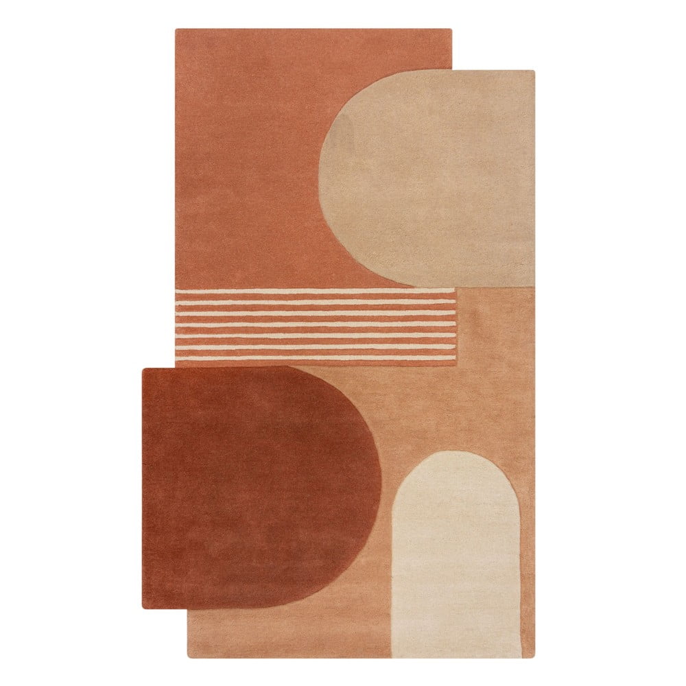 Ručne tkaný vlnený koberec v terakotovej farbe 150x240 cm Lozenge Terracotta – Flair Rugs