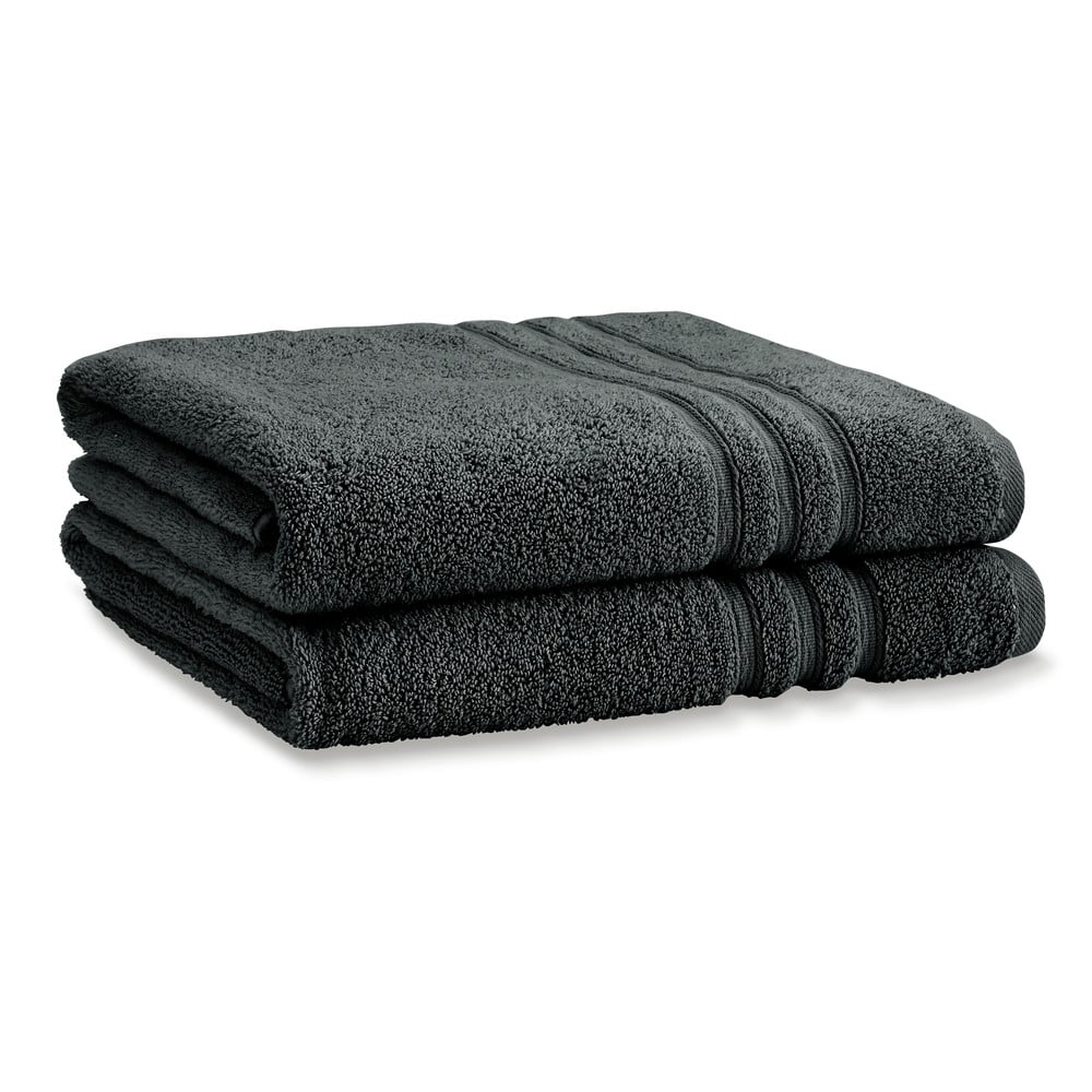 Tmavosivé froté bavlnené osušky v súprave 2 ks 90x140 cm Zero Twist – Catherine Lansfield