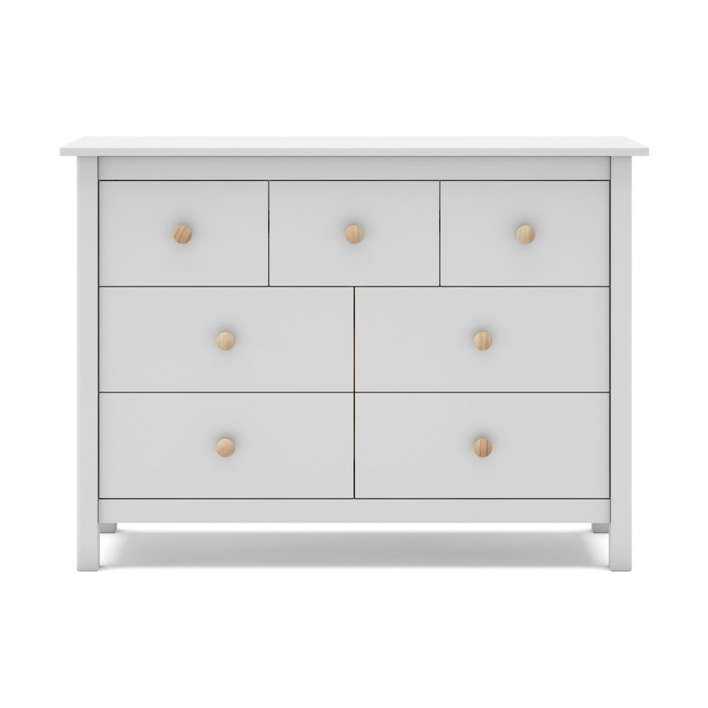 Biela nízka detská komoda z borovicového dreva 110x80 cm Max – Marckeric