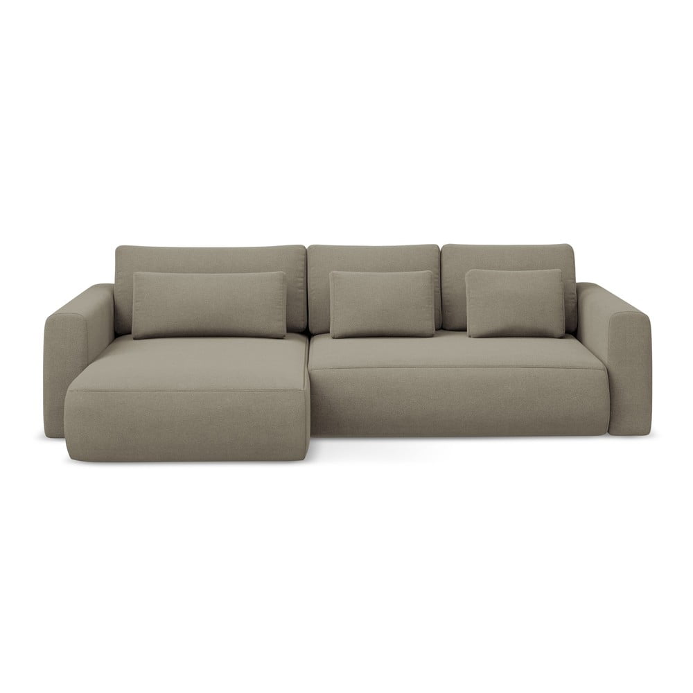 Svetlohnedá rozkladacia/s úložným priestorom rohová pohovka (ľavý roh/s leňoškou) Kapua – Makamii