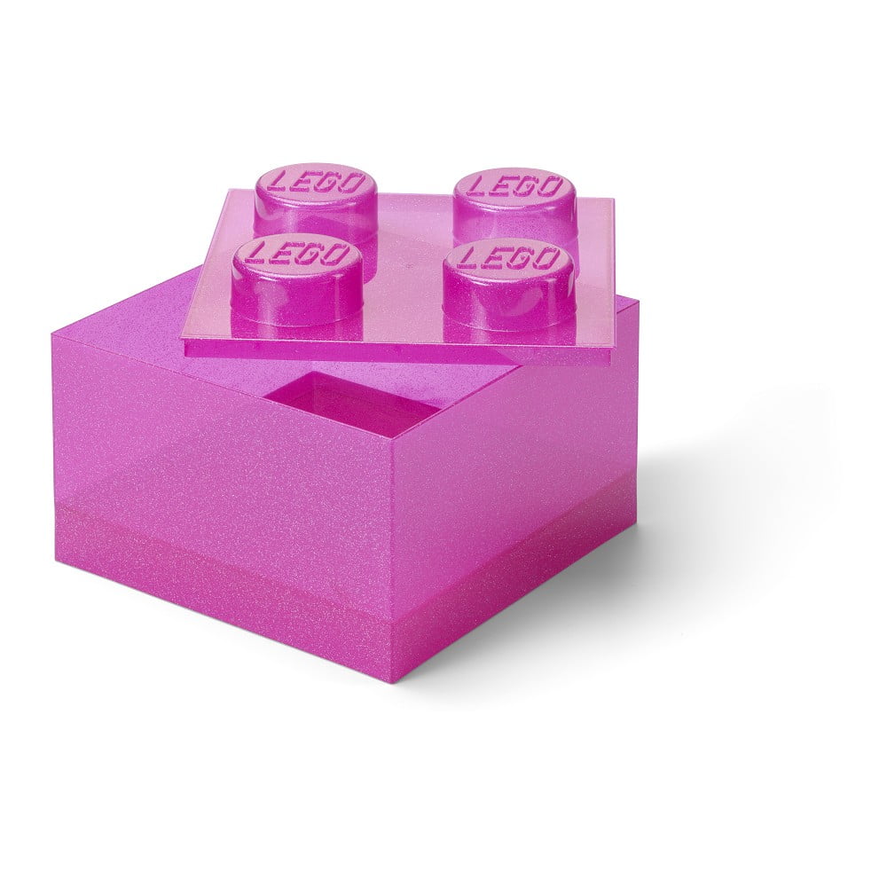 Ružový plastový detský úložný box 25x25x18 cm – LEGO®