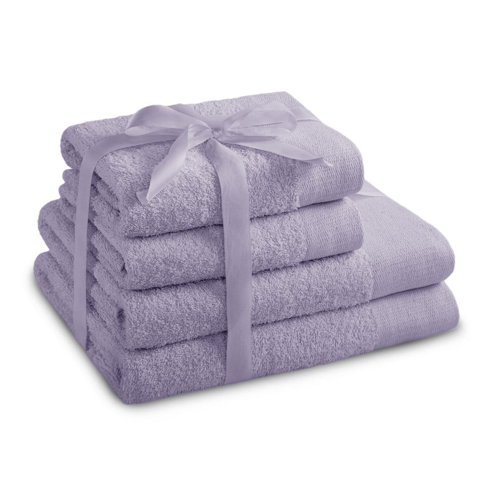 Froté bavlnené uteráky a osušky v súprave 4 ks v levanduľovej farbe Amari – Restilo