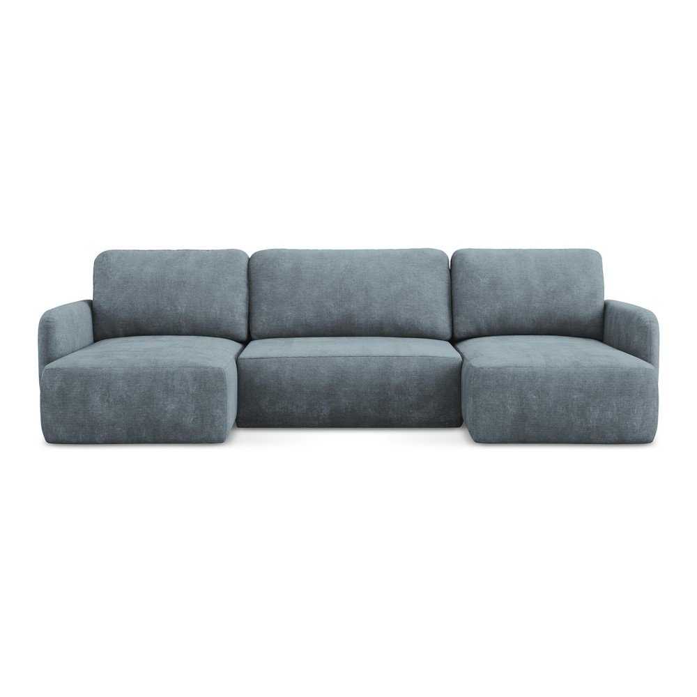 Sivomodrá ženilková rozkladacia/s úložným priestorom rohová pohovka (do tvaru "U") Lilo – Makamii