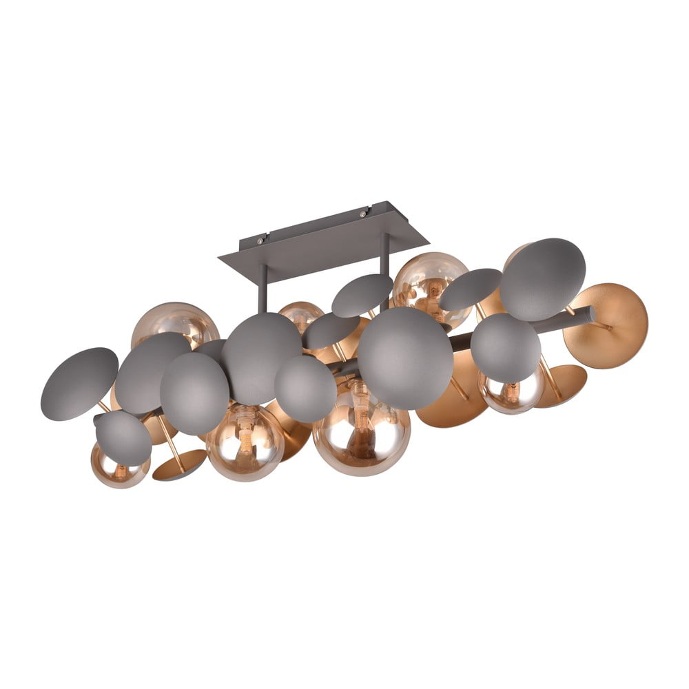 Stropné svietidlo so skleneným tienidlom v sivo-zlatej farbe 76x22 cm Bubble – Trio Select