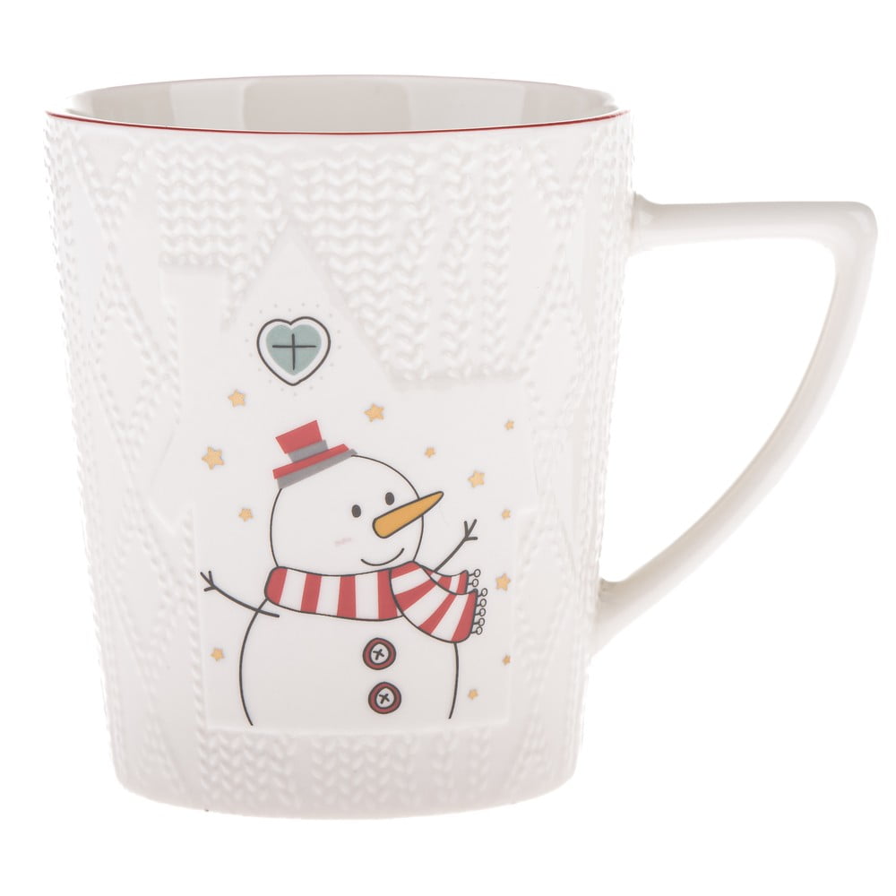 Biely porcelánový hrnček s vianočným motívom 380 ml Snowman – Dakls