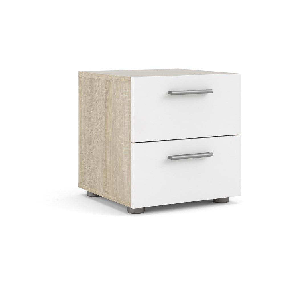 Biely nočný stolík v dekore duba Pepe - Tvilum