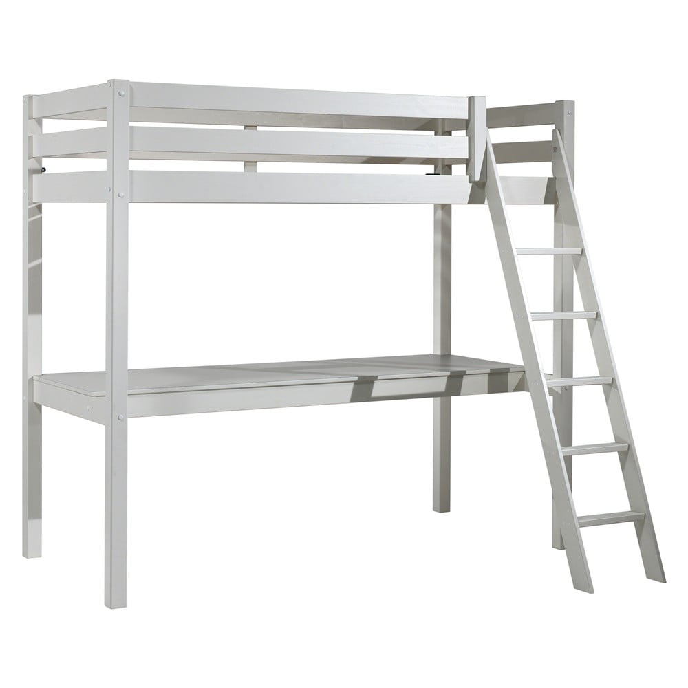 Biela vyvýšená detská posteľ z borovicového dreva 140x200 cm PINO – Vipack