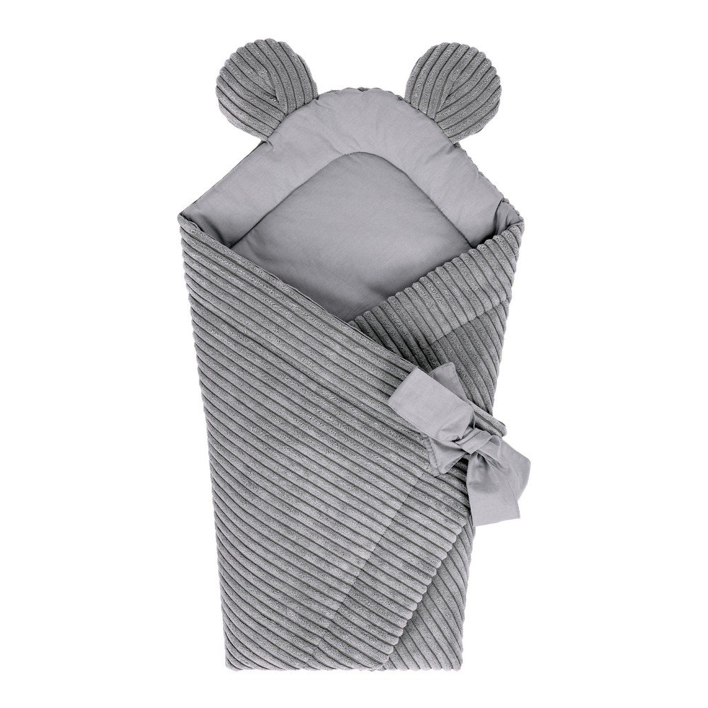 Sivá menčestrová detská zavinovačka 35x65 cm – Meowbaby
