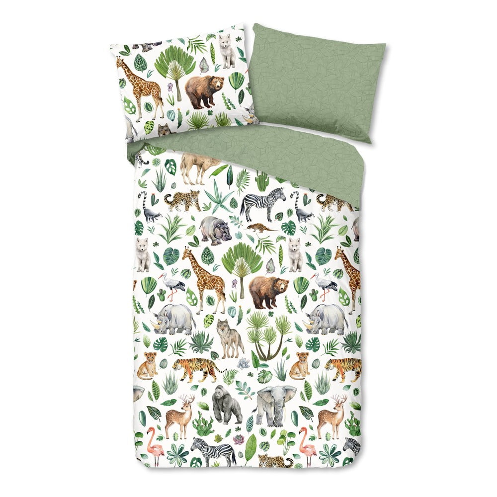 Zelené bavlnené detské obliečky na jednolôžko 140x200 cm Samba – Good Morning