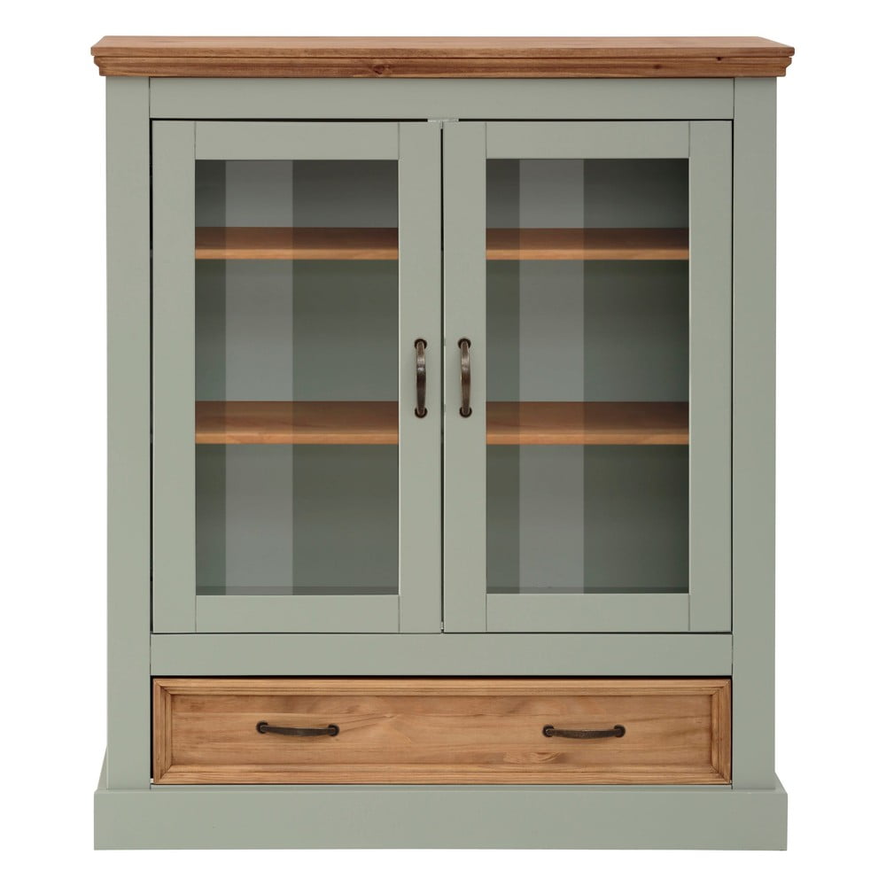 Svetlozelená vitrína z borovicového dreva 100x120 cm Selma – Støraa