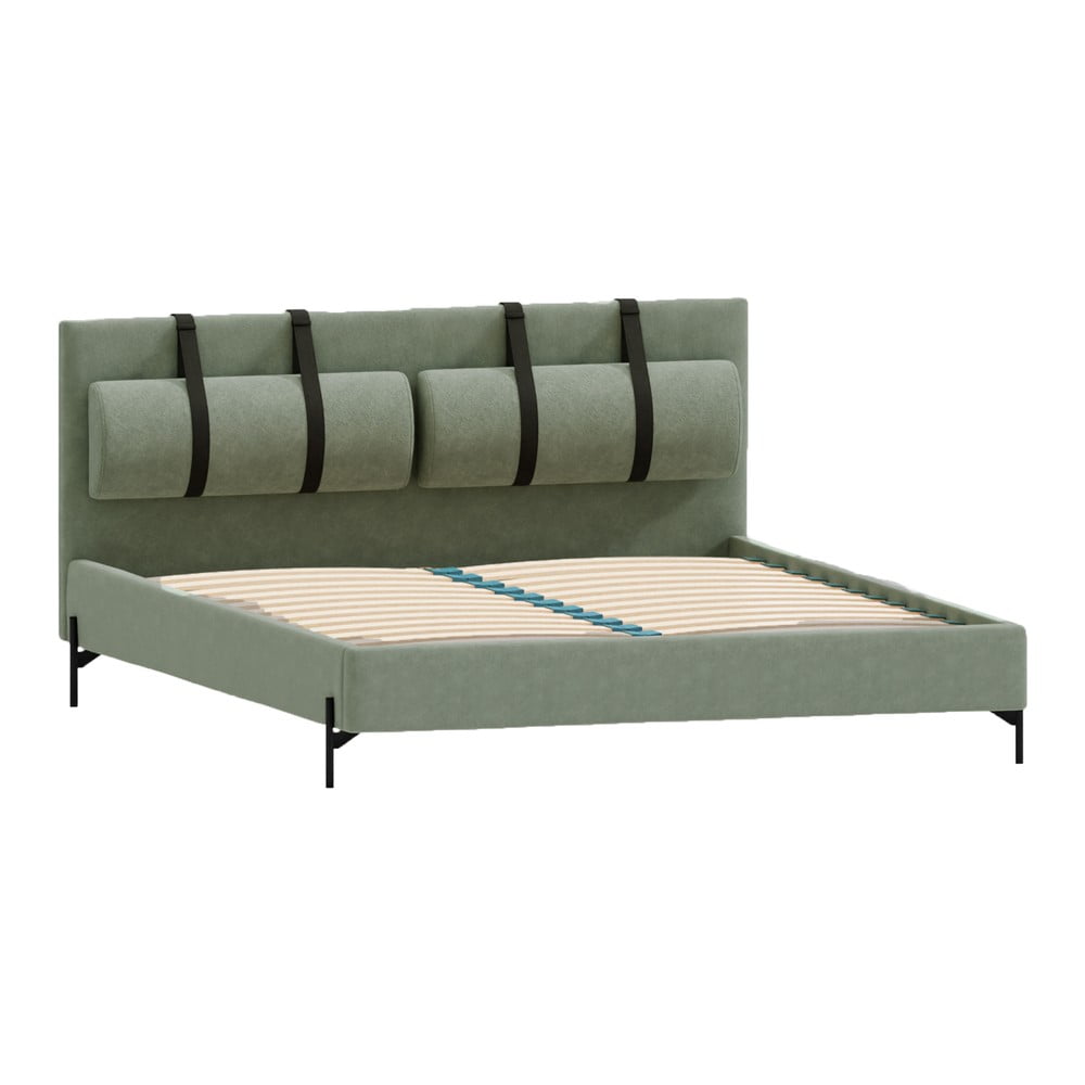 Zelená čalúnená dvojlôžková posteľ s roštom 140x200 cm Tulsa – Ropez