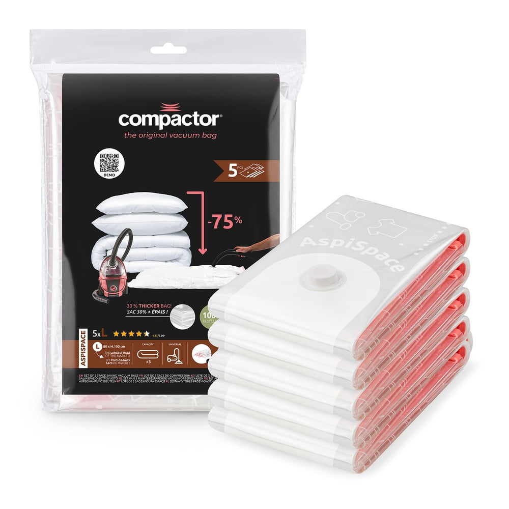 Vákuové vrecia v súprave 5 ks Vacuum L – Compactor