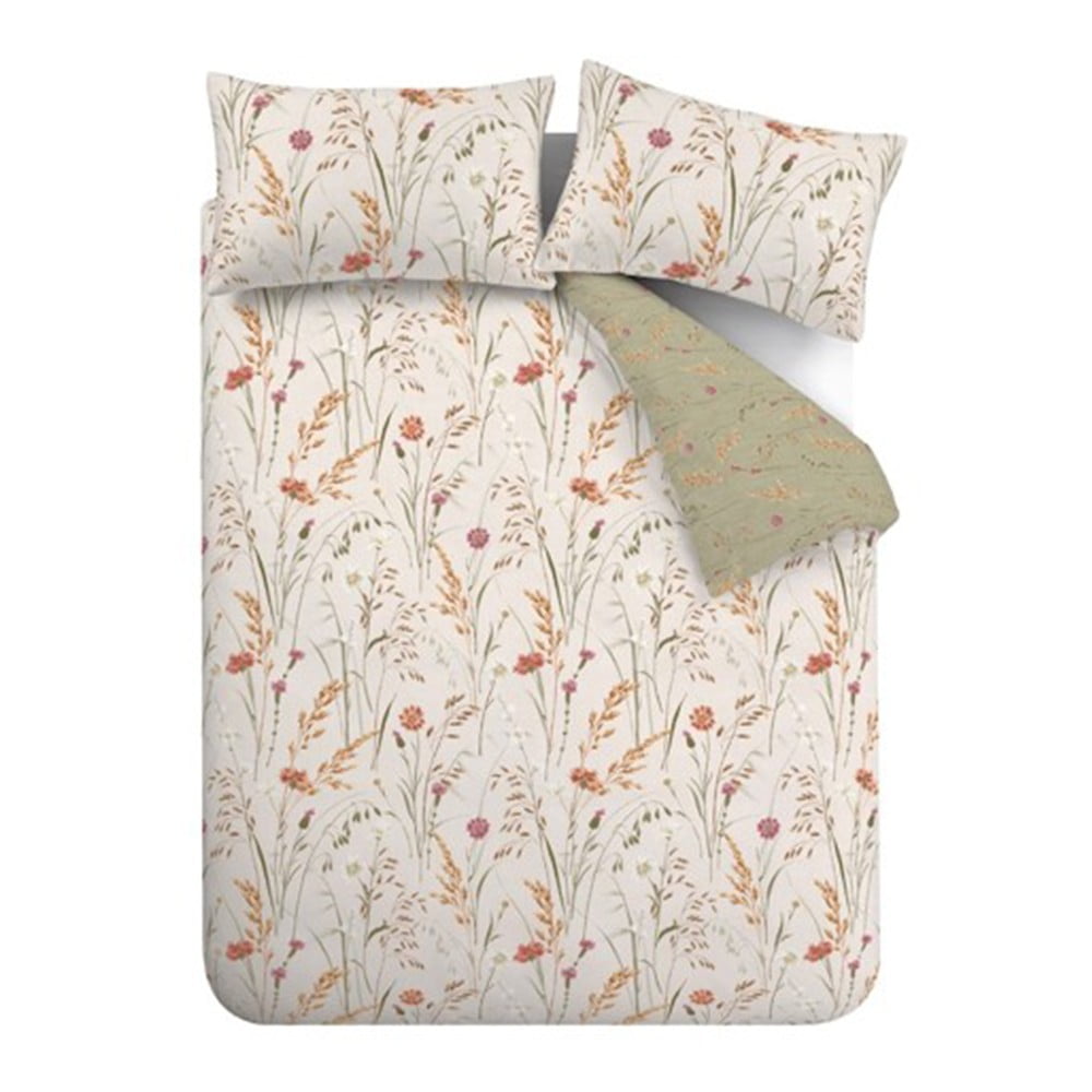 Zelené/hnedé flanelové obliečky na dvojlôžko 200x200 cm Grasmere Floral – Catherine Lansfield