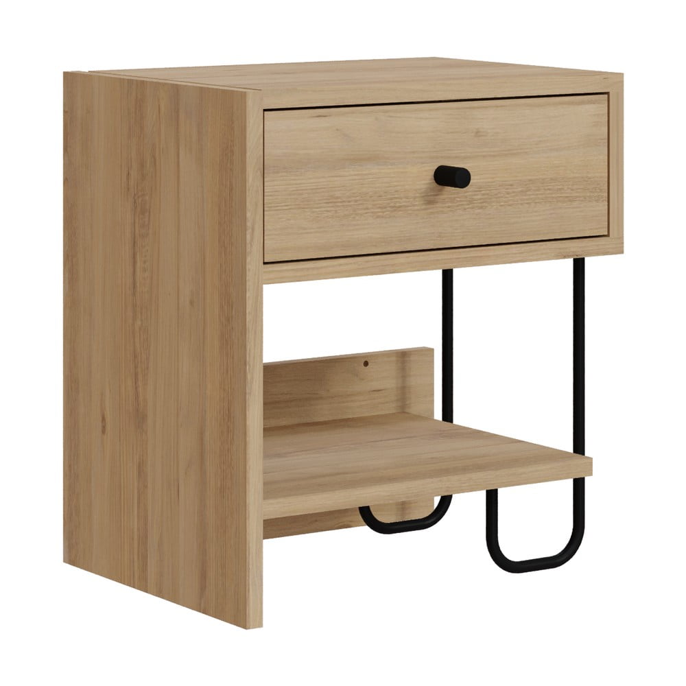 Nočný stolík v dekore duba s poličkami v prírodnej farbe Saturne – Marckeric