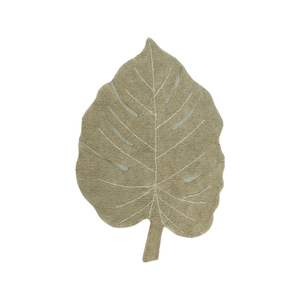 Kaki prateľný ručne tkaný bavlnený detský koberec 120x180 cm Monstera Olive – Lorena Canals