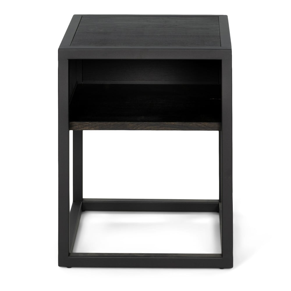 Čierny nočný stolík z dubového dreva s poličkami Diva – Spinder Design