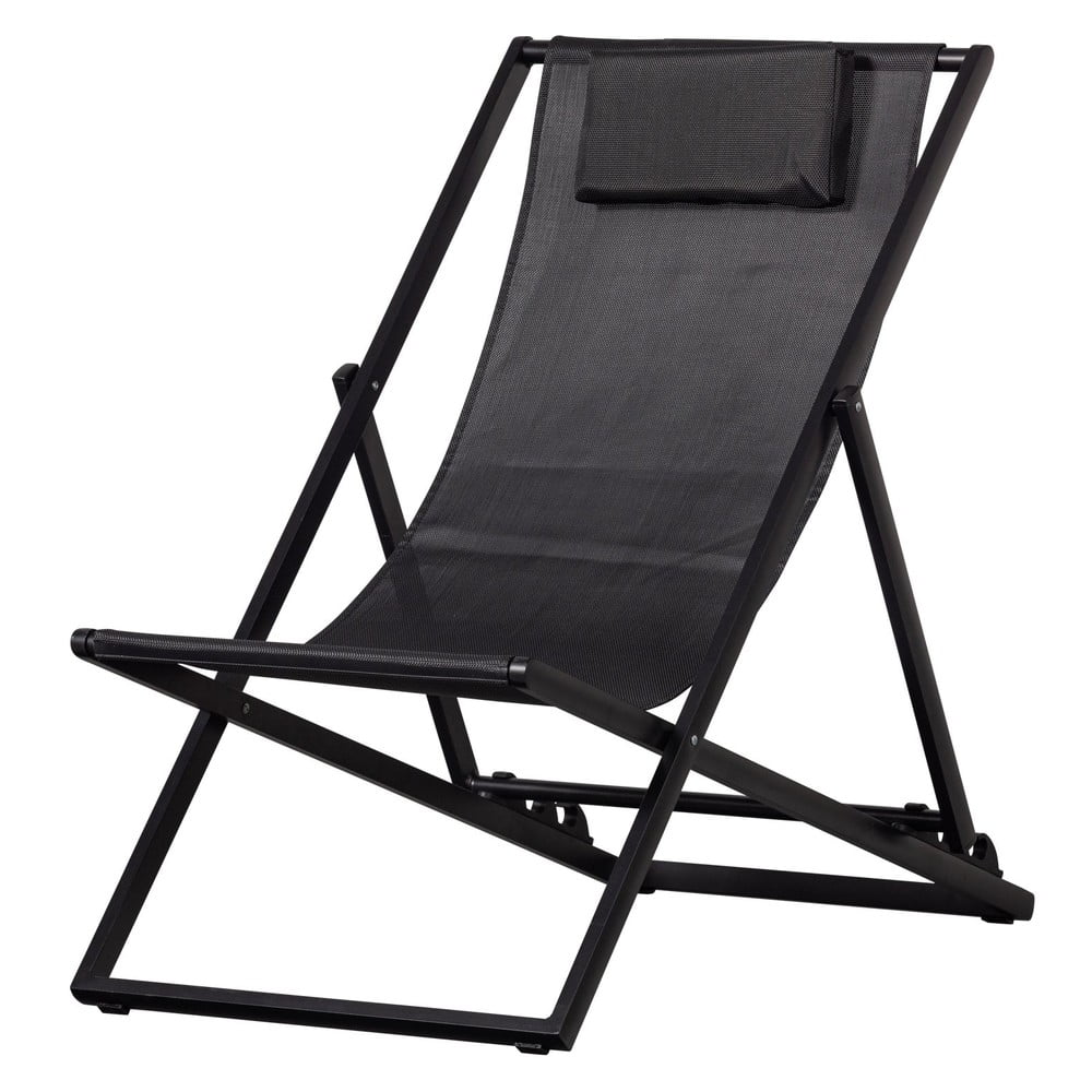 Čierne kovové skladacie záhradné ležadlo Esper - Exotan