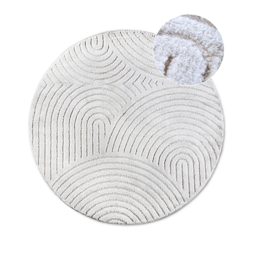 Biely okrúhly koberec ø 160 cm Panglao New York White – Elle Decoration