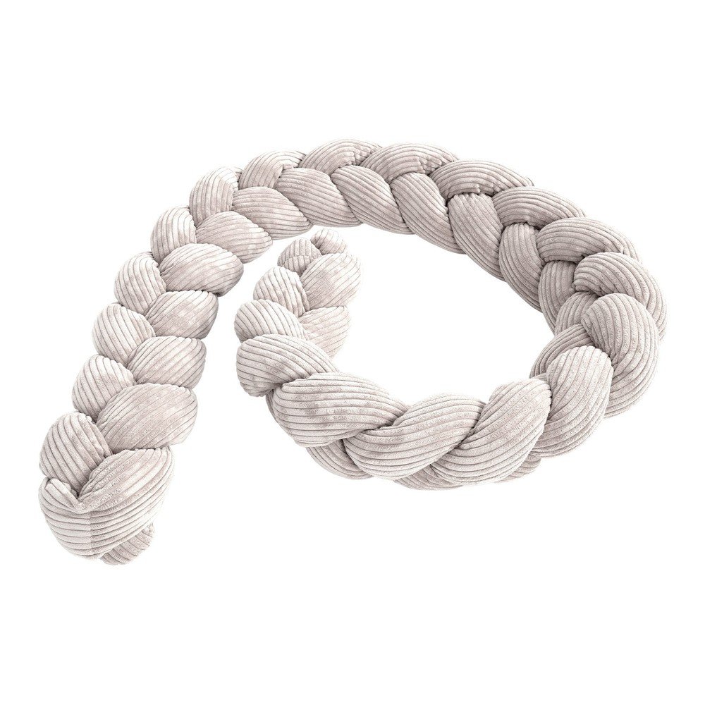 Krémový menčestrový mantinel do postieľky 200 cm – Meowbaby