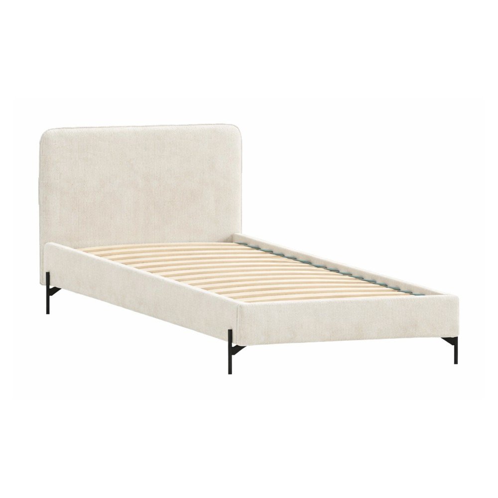 Béžová čalúnená jednolôžková posteľ s roštom 90x200 cm Barker – Ropez