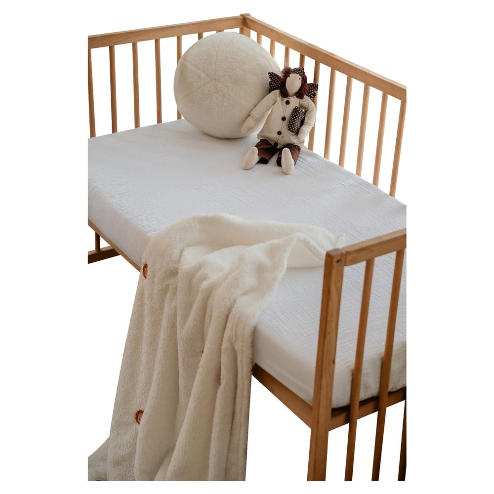 Biele napínacie mušelínové detské prestieradlo do postieľky 60x120 cm Burumcuk – Mijolnir