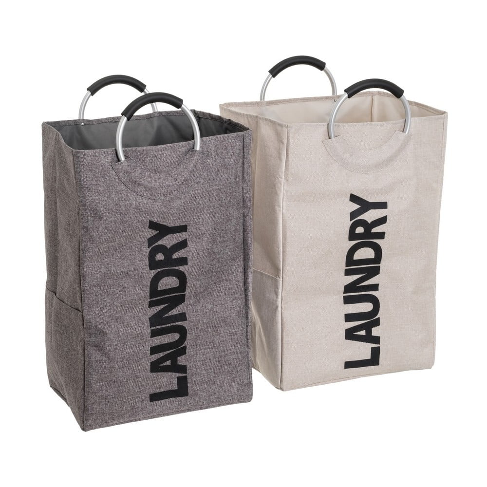 Sivo-béžové látkové koše na bielizeň v súprave 2 ks – Casa Selección